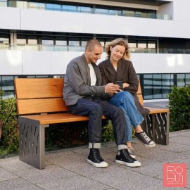 Banc urbà Venècia d'acer i fusta exòtica
